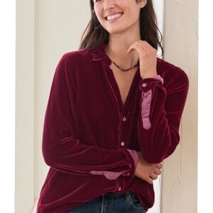 CP Shades Velvet Button-Up In Wine